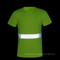 Breathable fluorescent yellow safety T shirt with reflective strip